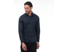 Ted Baker Mens Crotone Long Sleeve Herringbone Shirt in Navy Cotton - Size Small