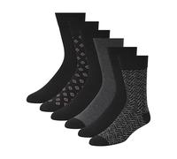 Ted Baker Men's 6 Pack Solid Crew Dress Socks, Blue, OS, Black/Charcoal Heather/Port Royal, One Size