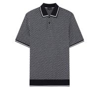 Ted Baker Mens Ss Regular Geo Textured Navy Polo Shirt - Dark Blue Cotton - Size Medium