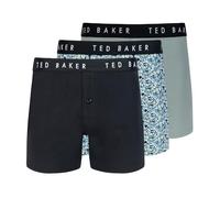 Ted Baker Men's 3 Pack Cotton Stretch Knit Boxer Briefs, Black Beauty/Floral/Iceberg Green, L