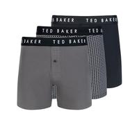 Ted Baker Men's 3 Pack Cotton Stretch Knit Boxer Briefs, Castlerock/Dot Geo/Black Beauty, M