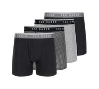 Ted Baker Men's 4 Pack Cotton Stretch Boxer Briefs, Black Beauty/Geo/Grey Heather, S