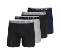 Ted Baker Men's 4 Pack Cotton Stretch Boxer Briefs, Black Beauty/Grey Heather/Sky, L