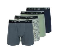 Ted Baker Men's 4 Pack Cotton Stretch Boxer Briefs, Castlerock/Palms/Iceberg Green/Sky, S