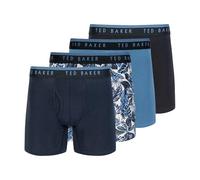 Ted Baker Men's 4 Pack Cotton Stretch Boxer Briefs, Sky/Tropical Leaves/Blue/Black, S
