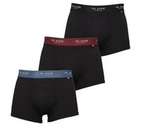 Ted Baker Mens Trunks, Cotton, 3-Pack, (TBB02), Black Black/Black Radicchio/Black Real Teal, S