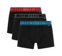 Ted Baker Mens Trunks, Cotton, 3-Pack, (TBB02), Black/Red-Black/Blue Danube, S