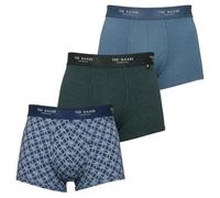 (M, Scarab/Real Teal/Rope Chain Navy) Ted Baker Mens Three Pack Cotton Trunk Breathable Boxer Briefs