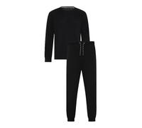 Ted Baker Men's Waffle Long Sleeve Shirt & Jogger Set Pajama, Black, M