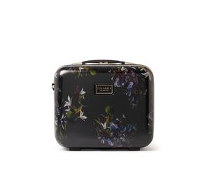 Ted Baker Midnight Bloom Vanity Case Travel Makeup Bag Hard Shell Cosmetic Case Floral Toiletry Bags Portable Carry Handle & Strap Logo Lining, 36cm Travel Organiser Compartments 17L Capacity