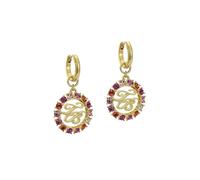 Ted Baker Molika Monogram Crystal Huggie Earrings for Women (Gold/Fuchsia Multi Crystal)