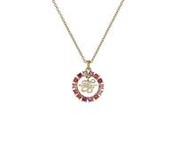 Ted Baker Molli Monogram Crystal Pendant Necklace for Women (Gold/Fuchsia Multi Crystal)