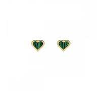 Ted Baker Morlia Monogram Green Heart Gold Tone Stud Earrings 0.8cm
