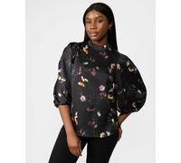 Ted Baker Niycole Womens High Neck Top With Balloon Sleeves - Black - UK8