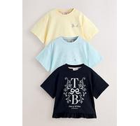 Ted Baker Older Girls 3 Pack Cropped Frill T-Shirts, Multi, Size Age: 4 Years Print