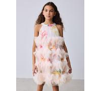 Ted Baker Older Girls Fluffy Halter Occasion Dress, Pink, Size 5 Years Pink