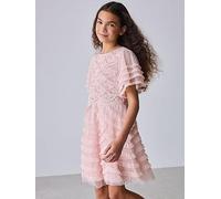 Ted Baker Older Girls Tiered Sleeved Dress, Pink, Size 4 Years Pink