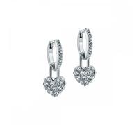 Ted Baker Pari Pave Crystal Padlock Heart Drop Hoop Earrings 1.2 x 2cm
