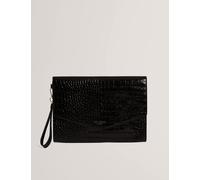 Ted Baker Patent Faux Leather Croc Effect Clutch Bag Black