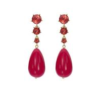 Ted Baker Pearsti Statement Crystal Bead Drop Earrings for Women (Gold/Ruby and Hot Pink Crystal)