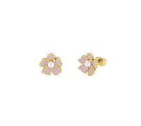 Ted Baker Peti Gold Pink and Pearl Flower Stud Earrings - Gold