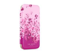 Ted Baker Pink Scattered Flowers Mirror Folio Phone Case for iPhone 16e Gold Shell