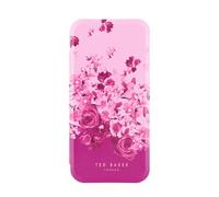 Ted Baker Pink Scattered Flowers Mirror Folio Phone Case for iPhone 17 Air Gold Shell