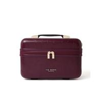 Ted Baker Plum Croc Icon Vanity Case Travel Makeup Bag Hard Shell Cosmetic Case Purple Toiletry Bags Portable Carry Handle & Strap Logo Lining, 36cm Travel Organiser with Compartments 17L Capacity