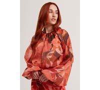 Ted Baker Printed Blouse With Organza Overlay Coral size 42 | Longsleeves Outlet | Women | White 42