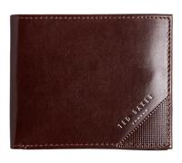 Ted Baker Purse Embossed Corner Leather Bifold Coin Wallet Brown Dark Brown