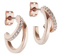 Ted Baker Helias Double Hoop Crystal Earrings (Rose Gold/Crystal)