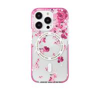 Ted Baker Scattered Flowers Antishock Case Compatible with iPhone 15 Pro Compatible with Magsafe - Clear Pink