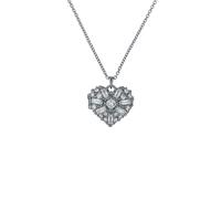Ted Baker Cherish Crystal Cluster Heart Locket Pendant Necklace for Women (Silver/Crystal)