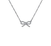 Ted Baker Silver Ribah Crystal Ribbon Bow Necklace - Silver