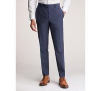 Ted Baker Slim Fit Linen Blend Flat Front Trousers Navy