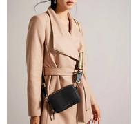 Ted Baker Stunna Crossbody Bag, Black, 100% Bovine Leather Mini Camera Bag, Adjustable Strap, Two Zipped Compartments