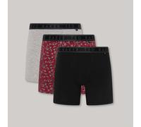 Ted Baker Ted Baker 3-Pack Cotton Boxer Briefs Mens Boxer Briefs Heather Grey/Kinsel Red/Black - Large