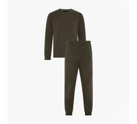 Ted Baker Ted Baker WAFFLE LONG SLEEVE SHIRT & JOGGER SET Mens Loungewear Khaki - Small
