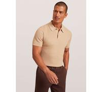 Ted Baker Textured Knitted Polo Shirt with Wool Camel