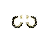 Ted Baker Trinna Twist Enamel Hoop Earrings for Women (Gold/Black)