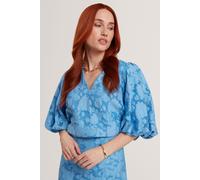 Ted Baker V Neck Top With Puff Sleeves Mid-blue size 40 | Longsleeves Outlet | Women | White 40