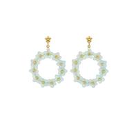 Ted Baker Wildel Statement Flower Drop Earrings For Women (Gold Tone/Mint)