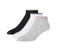 Ted Baker Women's 3 Pack Double Cuff Low Cut Socks, Grey Heather/White/Black, One size