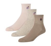 Ted Baker Women's 3 Pack High Quarter Crew Socks, Savannah Tan/Oatmeal/Tender Touch, One Size