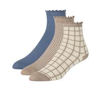 Ted Baker Women's 3 Pack Ruffle Anklet Socks, Savannah Tan/Blue Horizon, One Size