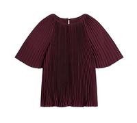 Ted Baker Women's Crepe Pleated Short Sleeve Top Sweater, Oxblood, 4