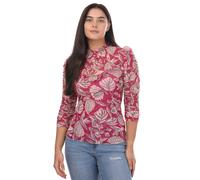 Ted Baker Womens Izabelo Printed Mesh Top with Frills in Pink - Size 14 UK