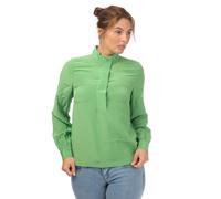 Ted Baker Womens Marylou Silk Shirt With Stand Collar in Green Cotton - Size 14 UK