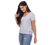 Ted Baker Womens Miarna V-Neck Easy Fit T-Shirt in Grey Cotton - Size 14 UK