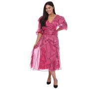Ted Baker Womens Victoir Ruffled Print Pinafore Dress in Pink - Size 6 UK